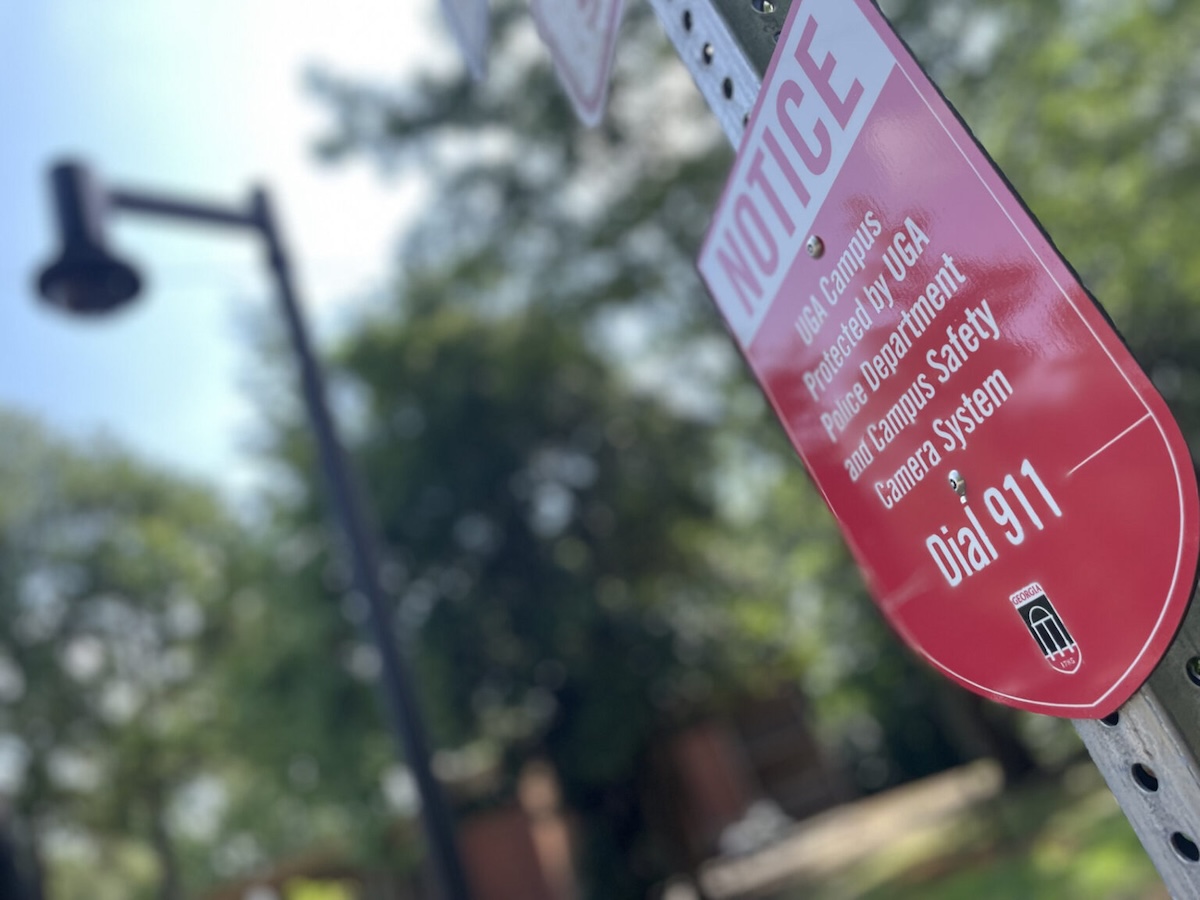 Closeup of signage on campus